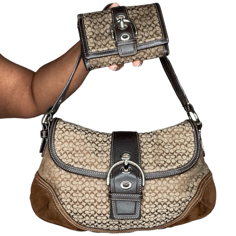Vintage brown Coach Soho bag and matching wallet set.